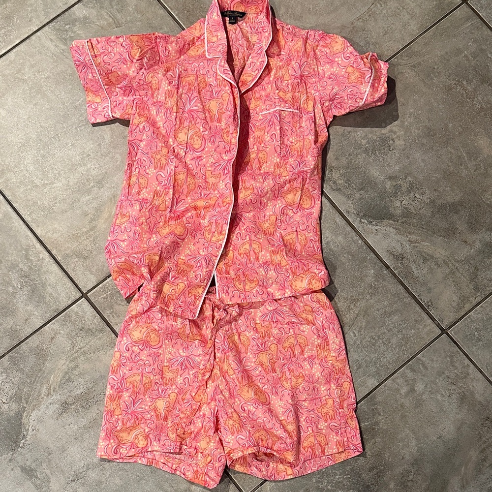 Brooks Brothers Pink and Orange Paisley Pajama Set